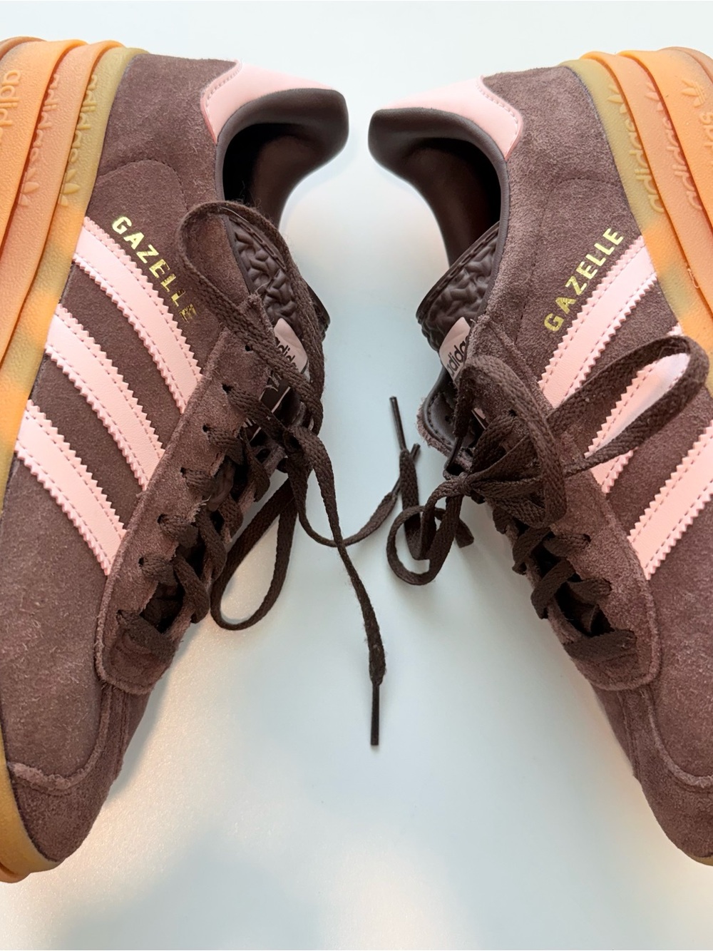 Like New: Adidas Brown Suede Gazelle Bold Sneakers